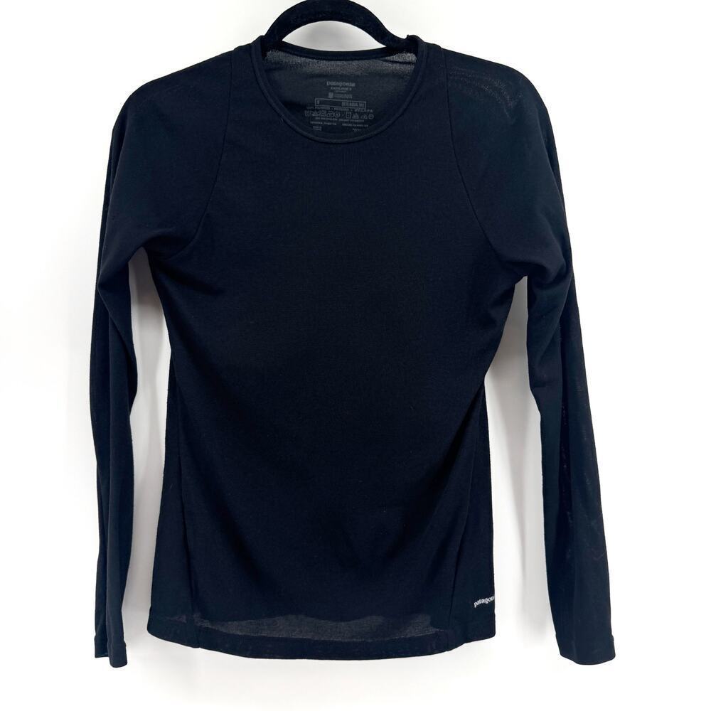 Patagonia Capilene 2 Lightweight Crew Top - Womens Sz Small - Black Long-Sleeve